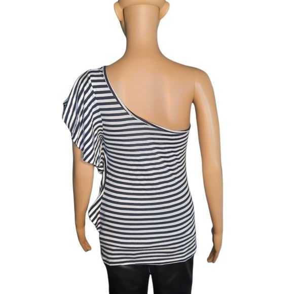 Two Apples Shirt Navy blue  White striped shirt one sleeve Size Medium - Picture 9 of 14